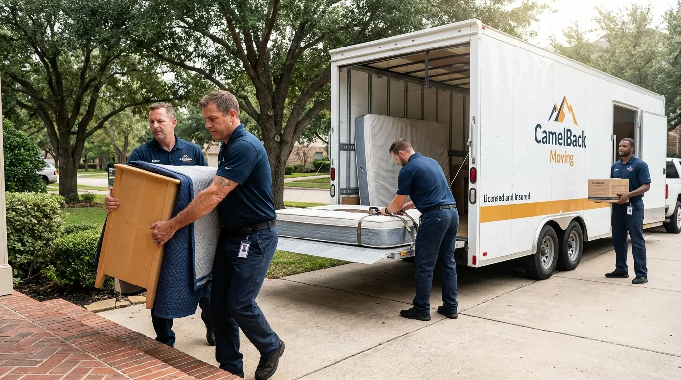 Crew loading residential truck for cross-state move from Greenwich, CT